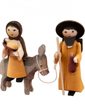 Maria and Josef stained on donkeys