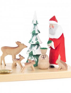 Candle holder Santa Claus with animals and tree