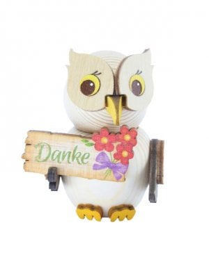 Wooden mini owl with thank you sign
