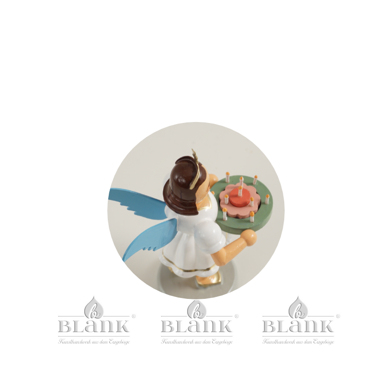 Blank short skirt angel with festive wreath, colored