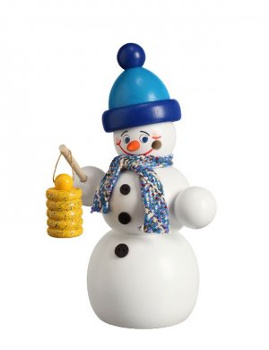 Incense figure snowman with lantern, 15cm