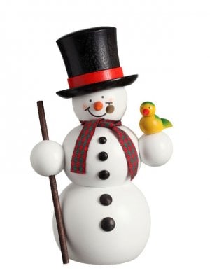 Incense figure snowman with bird, 15cm