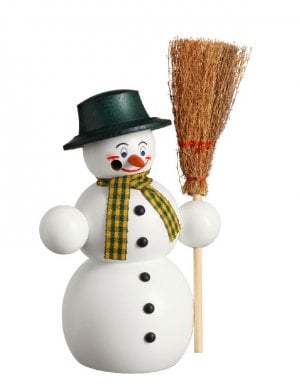 Incense figure snowman with broom, 16cm