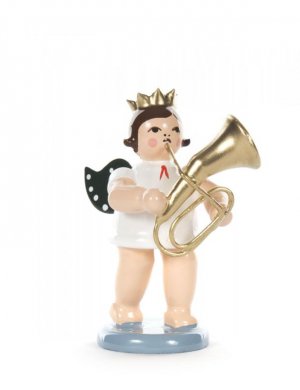 Angel with tenor horn and crown