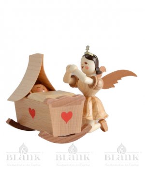 Blank angel with short skirt with cradle, kneeling