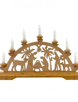 Mini-candle arch palm crib with white candles