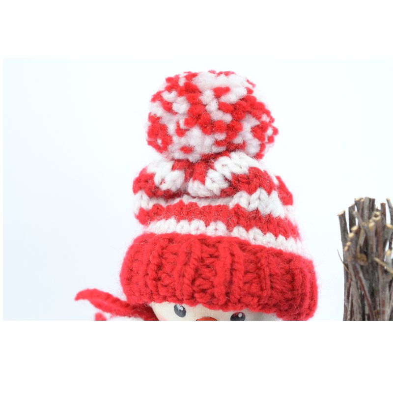 Smoker snowman with red hat and broom