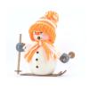 Smoking man snowman with orange cap and skis