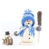 Smoker, snowman with sledge and child, blue