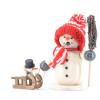 Smoker, snowman with sledge and child, red