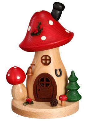 Curved incense figure mushroom house toadstool