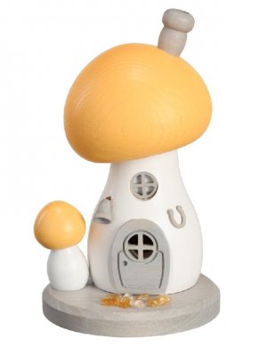 Incense figurine Mushroom House Exclusive, golden yellow