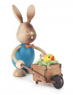 Easter bunny Stupsi with wheelbarrow