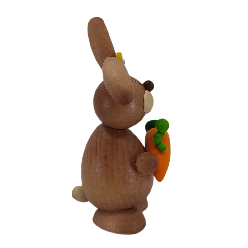 Easter bunny standing with carrot and caterpillar