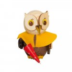 wooden figure mini owl with umbrella