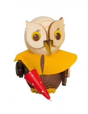 wooden figure mini owl with umbrella