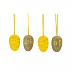 Small easter egg hanging, 10 pieces. grey and yellow
