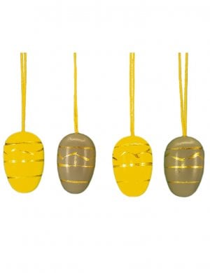 Small easter egg hanging, 10 pieces. grey and yellow