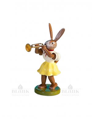 Blank Easter bunny with trumpet, colored