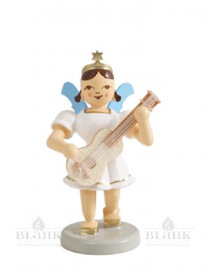 Blank angel with short skirt with guitar, colored