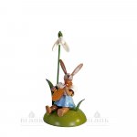 Blank Easter bunny sitting with snowdrops and mandolin