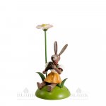 Blank Easter bunny sitting with daisies and pan flute