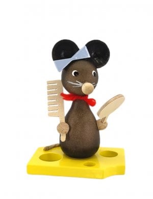 Mouse child with mirror and comb