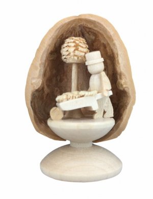 Miniature Gardener in Walnut Shell, standing