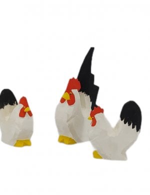 Chabo chickens, black and white