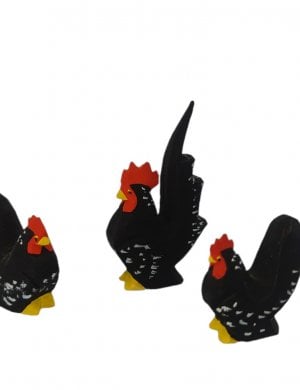Chabo chickens, black with white polka dots