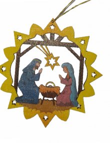 Erzgebirge tree curtain of the birth of Christ, colored