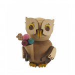 Wooden figure mini owl with ice cream