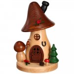 Incense figure mushroom house brown cap, curved and high