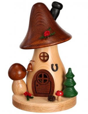 Incense figure mushroom house brown cap, curved and high