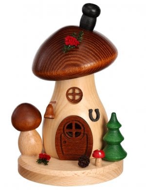 Incense figure mushroom house brown cap round and flat