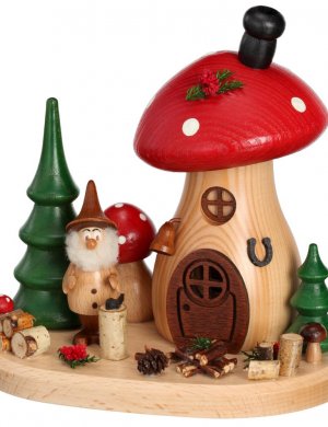 Incense figurine mushroom house wood chopper