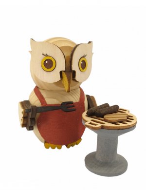 Wooden figure mini owl with grill