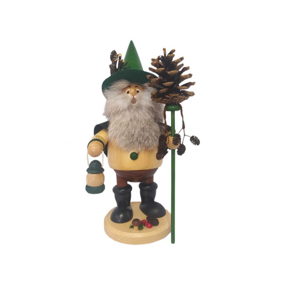 Smoking man gnome cone collector, green