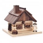 Smokehouse mountain hut with figure