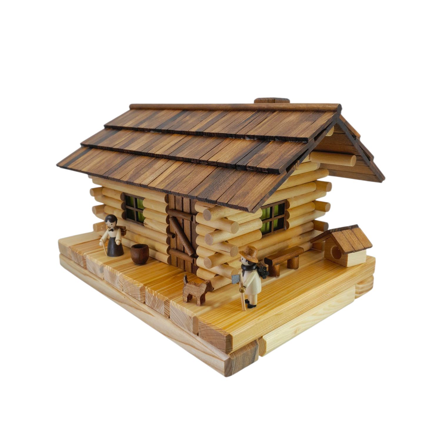 Räucher- Lichterhaus Waldhütte mit Figur