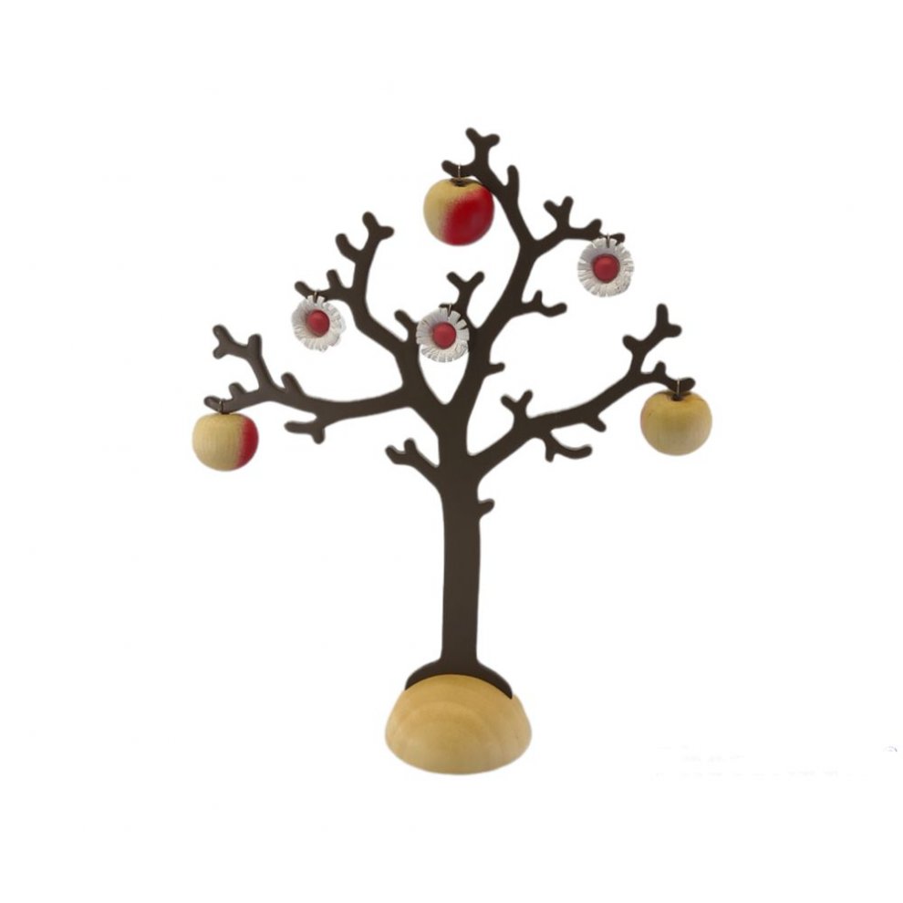 Tree with 3 apples and flowers