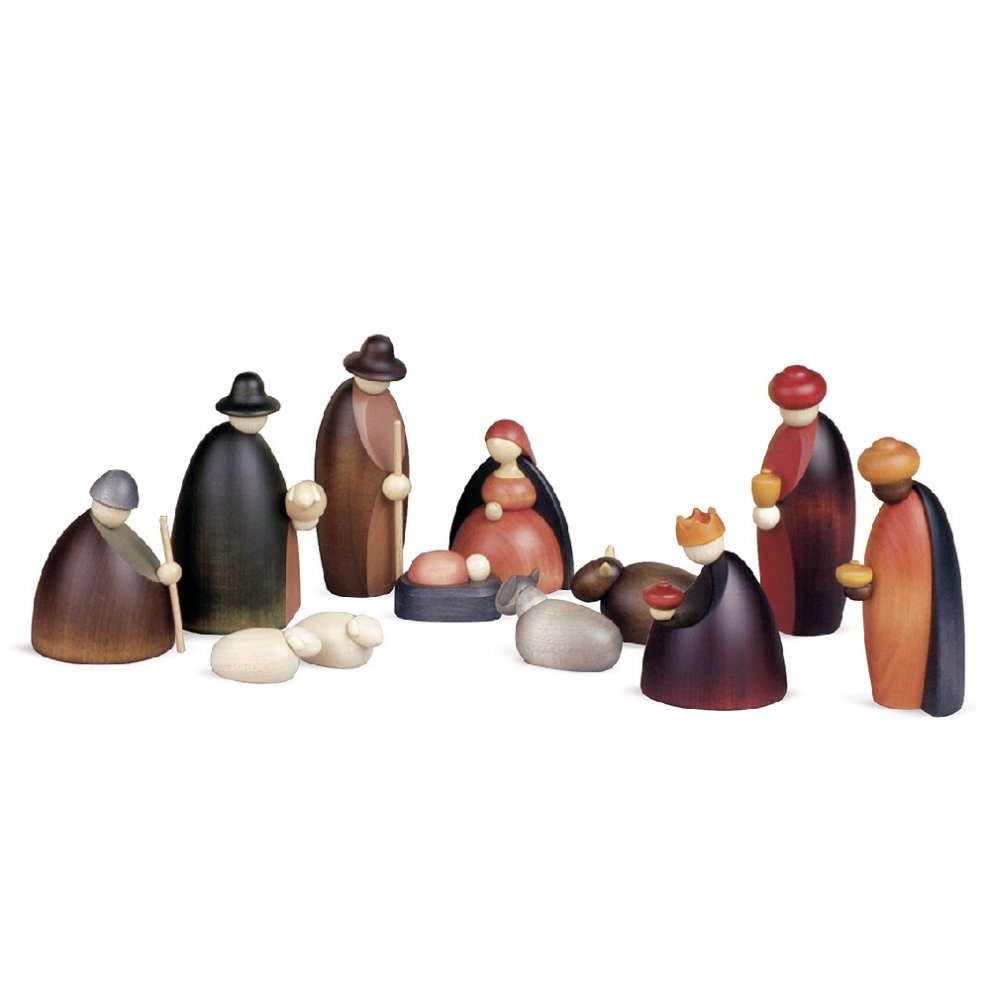 Nativity figurines, 12 pieces, colored