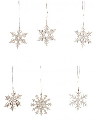 Tree curtain snow crystals 6 pieces. glittering