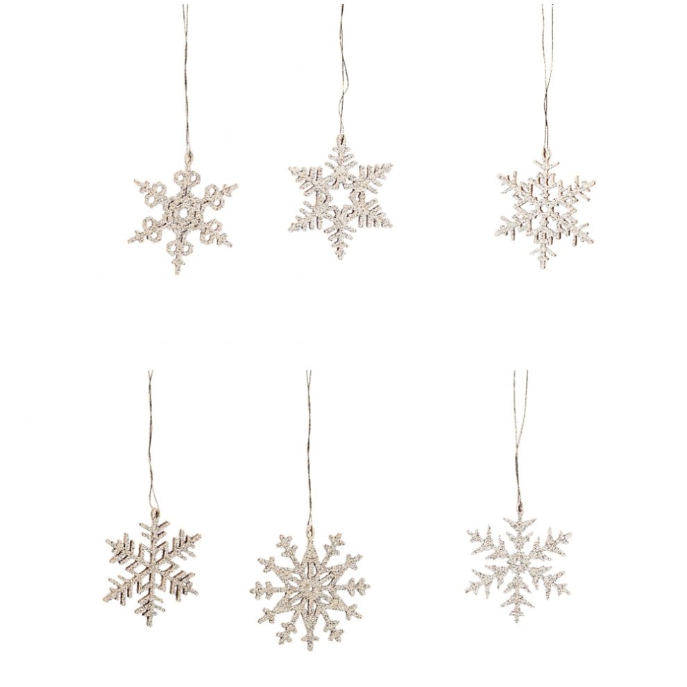 Tree curtain snow crystals 6 pieces. glittering