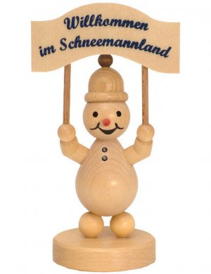 Snowman Junior with sign