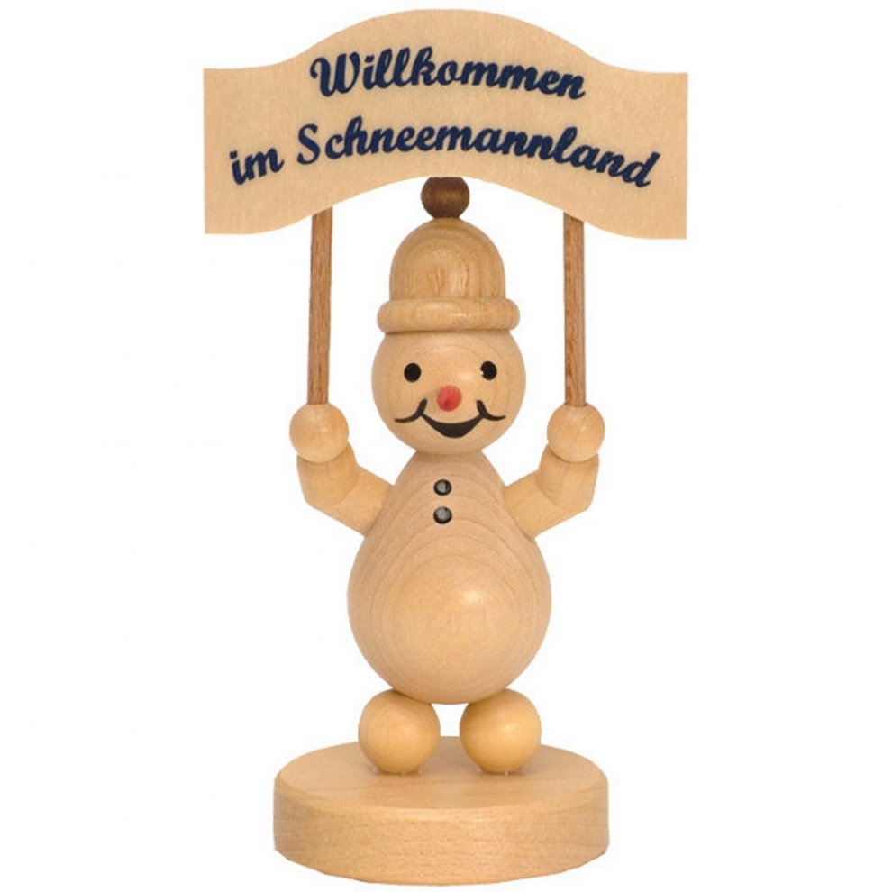 Snowman Junior with sign