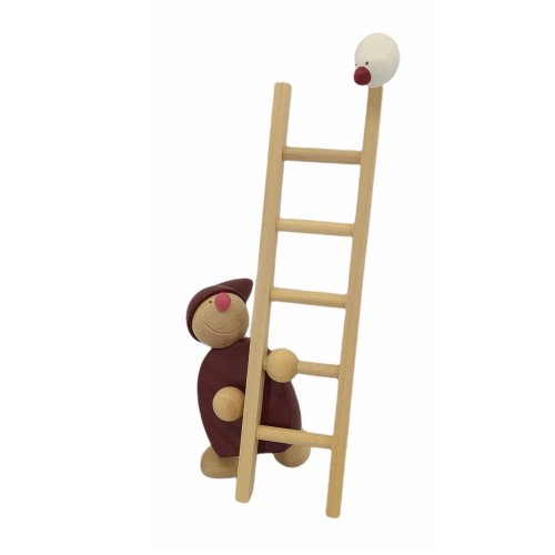 Imp with ladder and bird, red