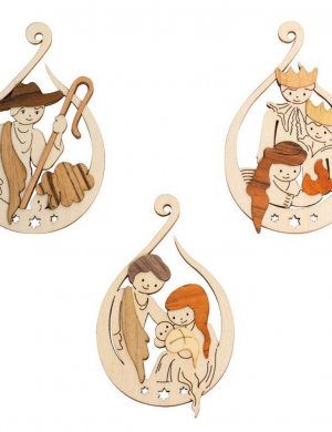 tree hanging nativity scene, 6 pieces