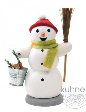 smoker snowman with bucket and broom