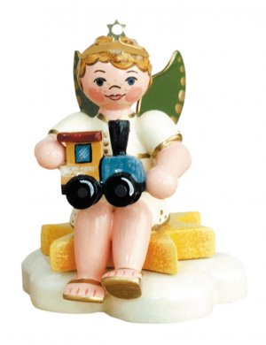 Hubrig Angel boy with locomotive, sitting